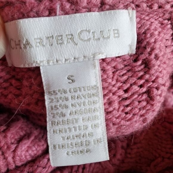 CHARTER‎ CLUB Sweater SZ S Argora Lavender Pullover Pom Poms Soft 3D Knit V-Neck - Picture 3 of 8